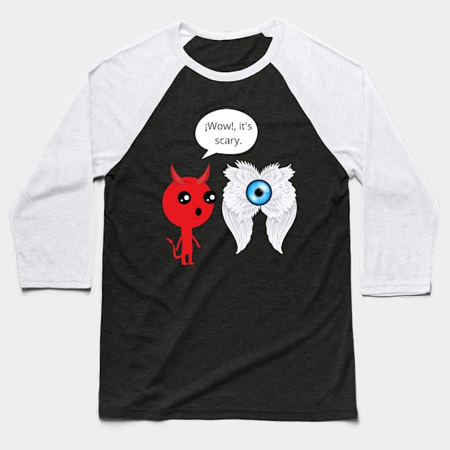 Devil and angel Baseball T-Shirt by Gerson's monsters